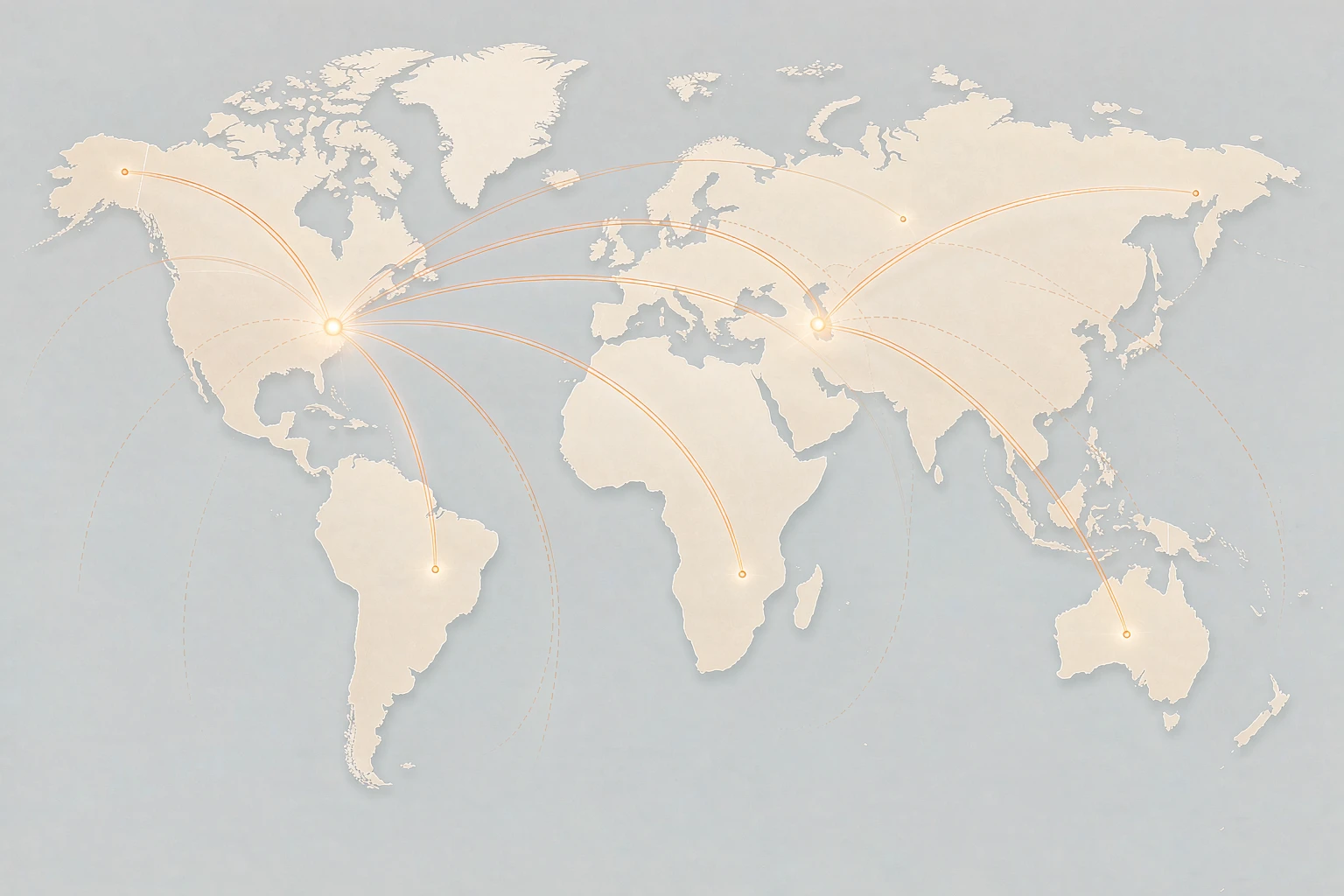 World map with shipping routes from China to major ports and scattered colorful ball pit balls - FCL and LCL door-to-door times